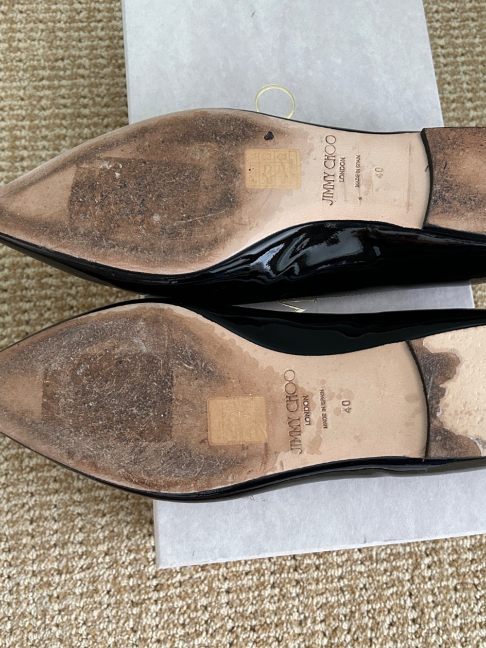 JIMMY CHOO ATTILA BLACK PATENT FLATS - 40 - EUC!!! - Picture 6 of 6